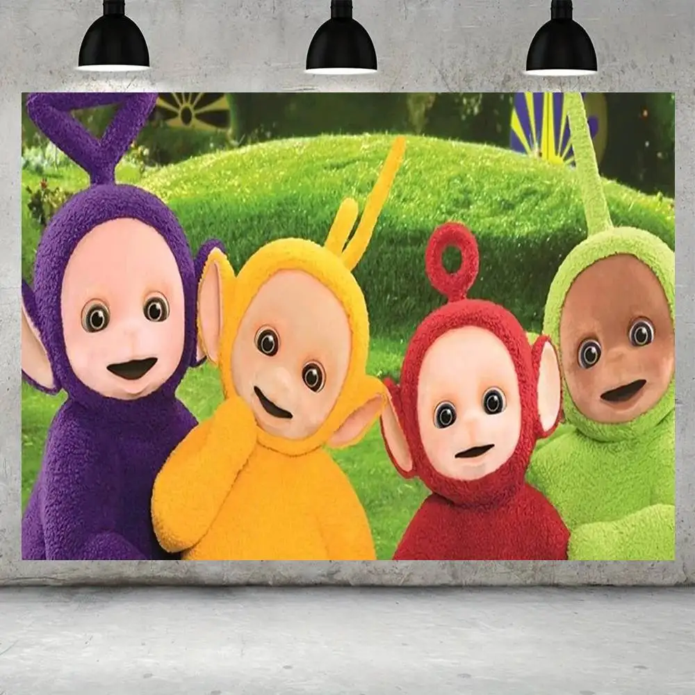T-Teletubbies الديكور خلفية غرفة الطرف الديكور خلفية القماش الأطفال عيد ميلاد راية التصوير الدعائم #6