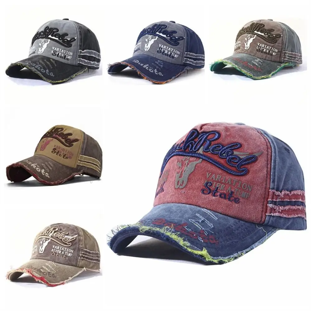 Vintage bejsbolówka z literami moda Retro jeansowa czapka typu Snapback czapka taty regulowana zmiękczana bawełna czapka typu Trucker lato jesień