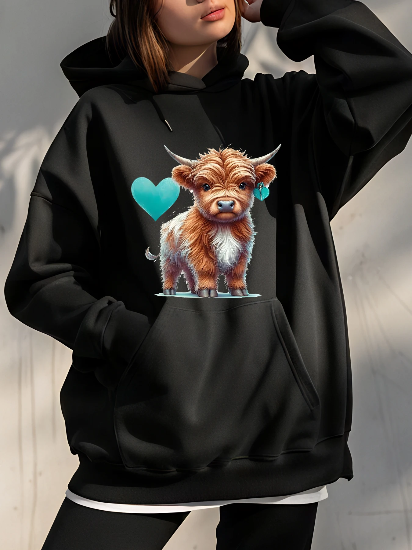 

Милая толстовка с принтом коровы Хайленд, повседневная толстовка унисекс для женщин и мужчин, осенне-зимняя одежда