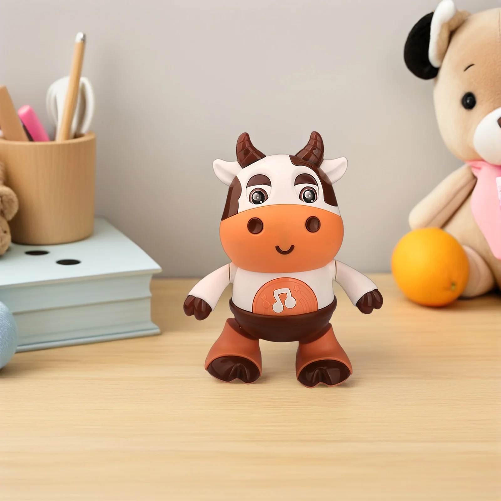 電動子牛ミュージカルスイング カラフルなライト 面白い音 移動学習玩具 早期学習ツール 子供用玩具