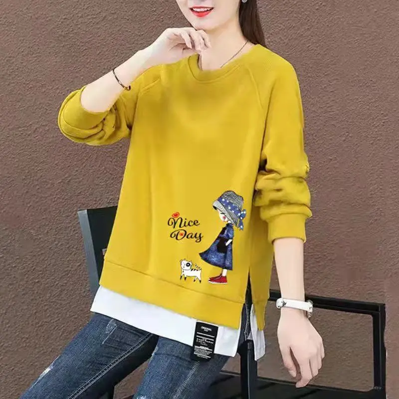 Vintage Tunic Blouse Women Long Sleeve Tops Tee Shirt Plus Size Ladies Clothes Round Collar Pullover Loose Casual