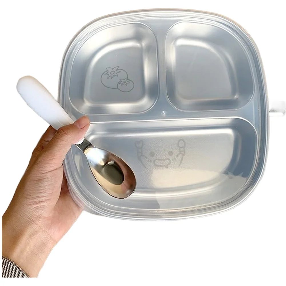 

Портативный детский ланч-бокс из нержавеющей стали, безопасный для еды дизайн с отдельными отделениями, пылезащитный чехол для школьного пикника