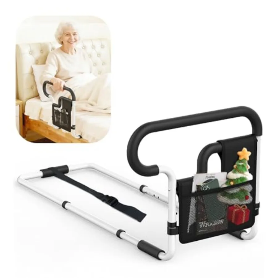 

Bed Rails for Elderly Adults Safety: Adjustable Bedside Assist Bar for Seniors - Side Bed Railing Handle Support Guard - Bedrai
