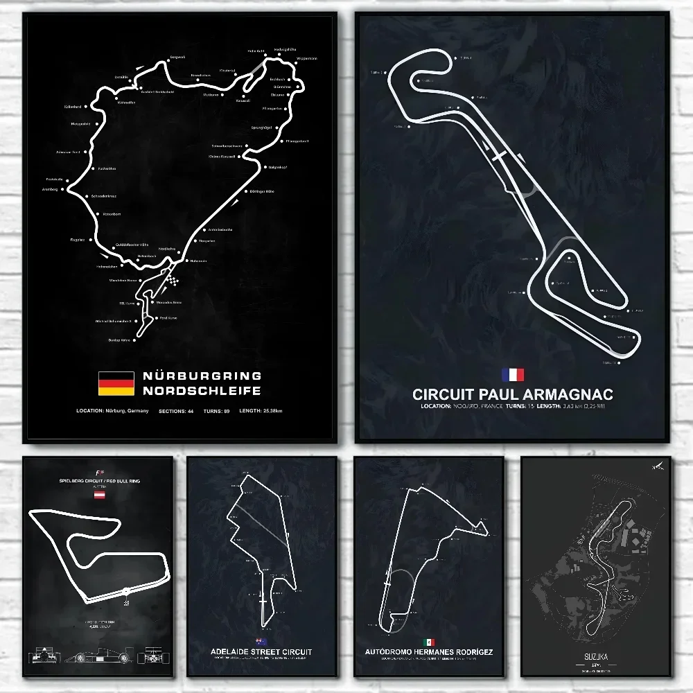 Формула-1-стажевая-дорожка-картина-f1-настенное-искусство-плакат-на-скандинавскую-тему-печать-на-бумаге-домашняя-гостиная-спальня-вход-бар