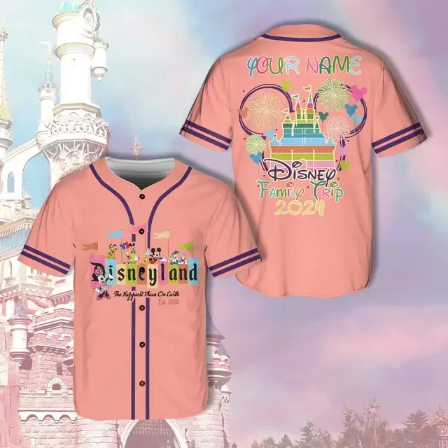 

2025 Disney 50th Anniversary Mickey Mouse Black Rainbow Baseball Jersey Short Sleeve Baseball Shirt Personalized Shirt Unisex