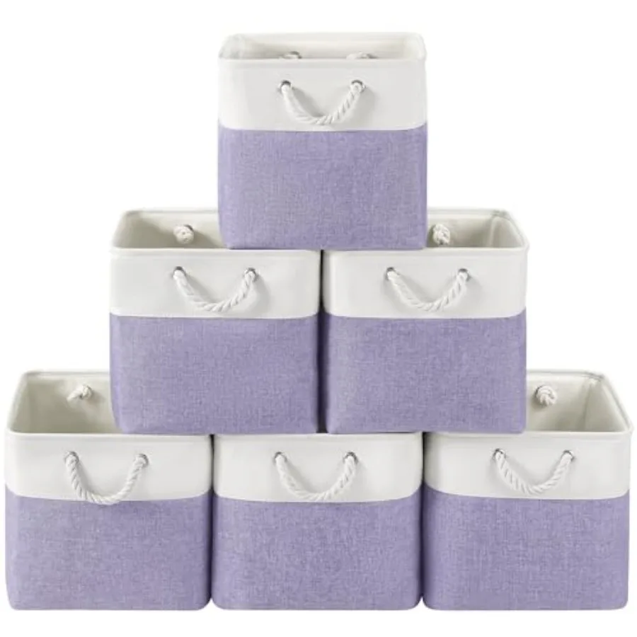 

13 x 13 Inch Cube Storage Bins 6 Pack Fabric Storage Basket with Handles Foldable Boxes Organizer for Shelf Baskets for Home Cl