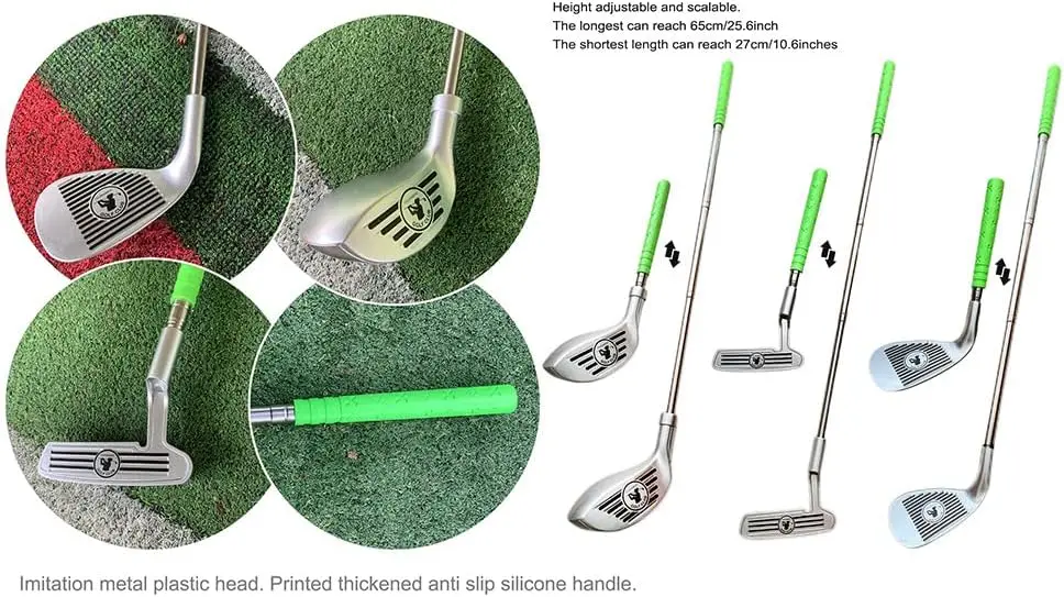 Conjunto de acessórios de golfe telescópico 2 em 1 de 3 barras de 26 polegadas (66 cm), 5 bolas de treinamento brancas, entretenimento infantil de 3 a 8 anos 777-529