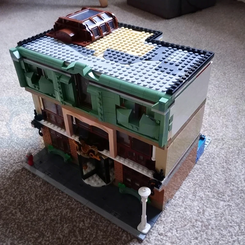 Street View Model MOC Building Bricks City Center Art Gallery Modular Technology Children Holiday Gifts Assemble Toys Suit