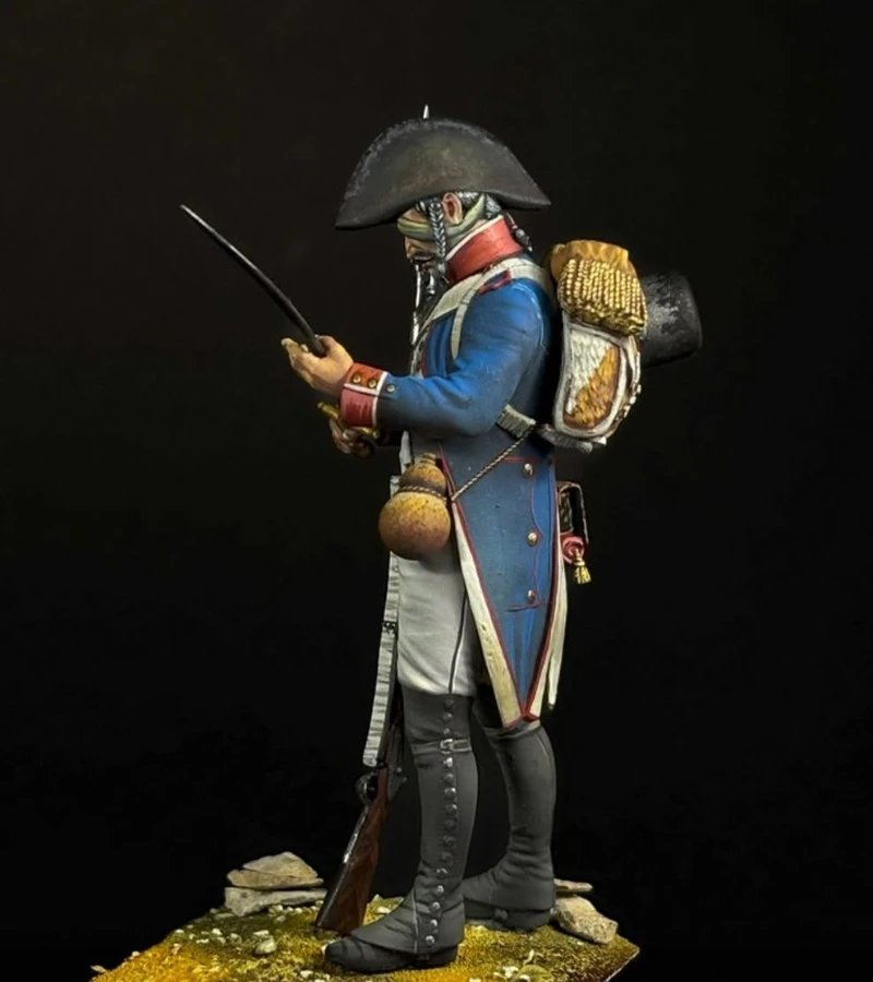 Kit de figurines en résine moulée sous pression, échelle 1/24, 75mm, armée antique de Napoléon, fusilier, jouets miniatures, Diorama non assemblé et non peint