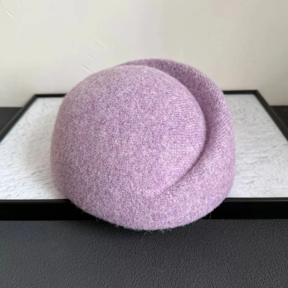 Fashion French Style Pillbox Hat Fedoras Teardrop Beret Hat Solid Color Versatile Fedora Hat Live Show