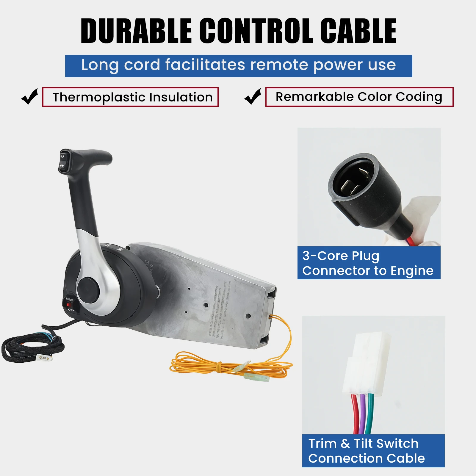 Remote control box Boat with 4 Pins 883710A02 Outboard Control Box with Emergency Lanyard for Mercury Engine Side Mount