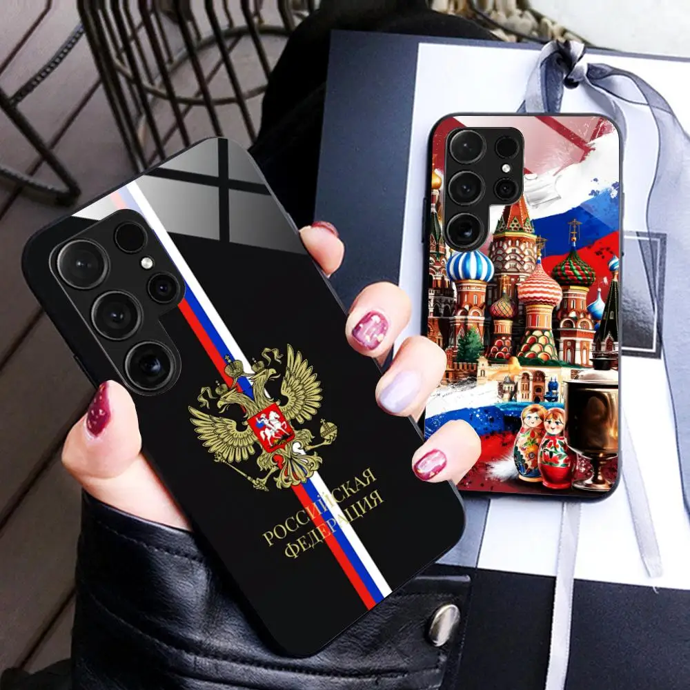 Russia Flag Mobile Cell Phone Case for Samsung Galaxy S26 S25 S24 S23 S22 S21 S20 Note20 Plus FE Ultra Glass Colorful Cover - view 4