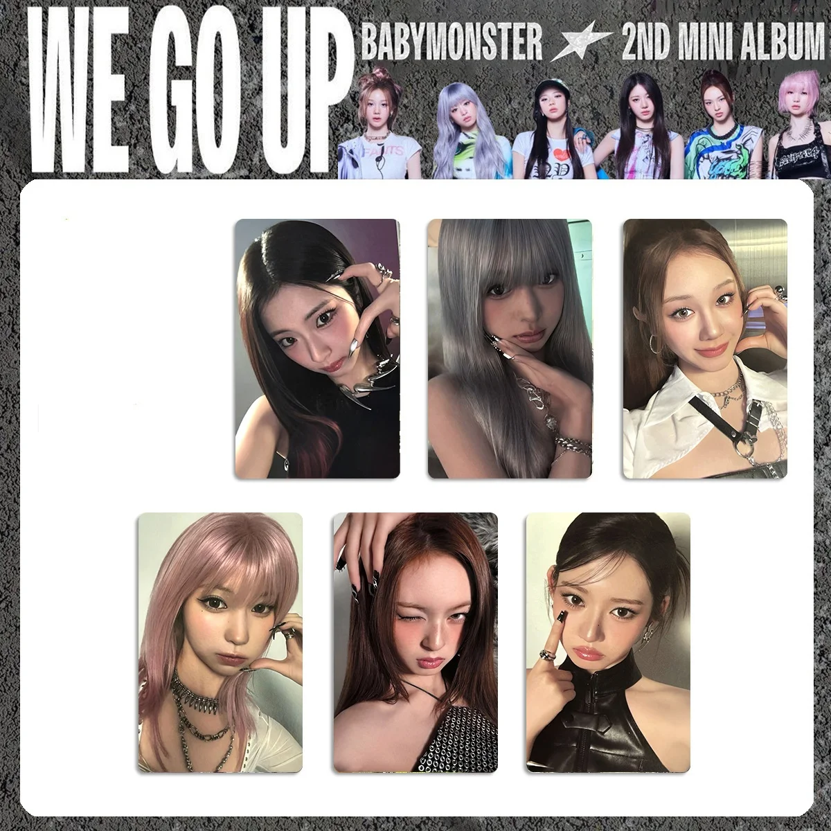 BABYMONSTER 2ème Mini Album WE GO UP cartes photo Ahyeon Ruka carte personnelle Double face impression Film lumineux LOMO carte Fans cadeau