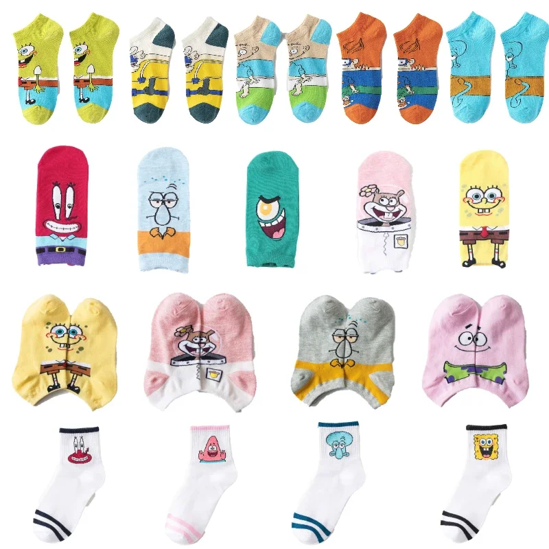 

Disney Anime Sponge Socks Patrick Star Stitch Squidward Tentacles Cartoon Socks Pure Cotton Male Trend Tube Socks Long sock