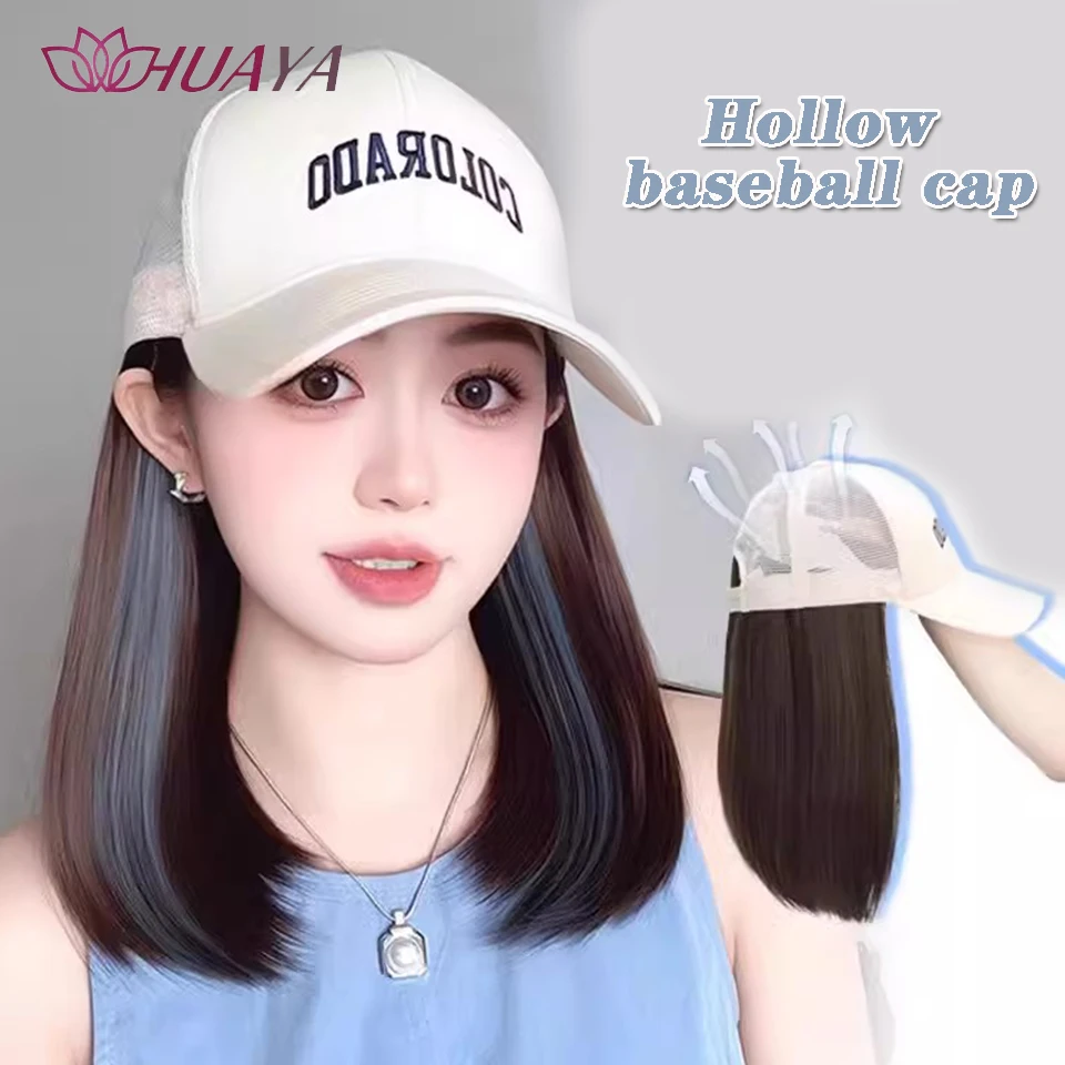 

Synthetic Wig Hat One Hollow Letter Style Hat Joker Fashion Baseball Cap Suitable For Women's Daily Street Sports Style.