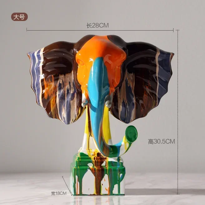 Abstract Living Room Decoration Accessories Modern Stained Dripping Paint Elephant Sculpture Statue