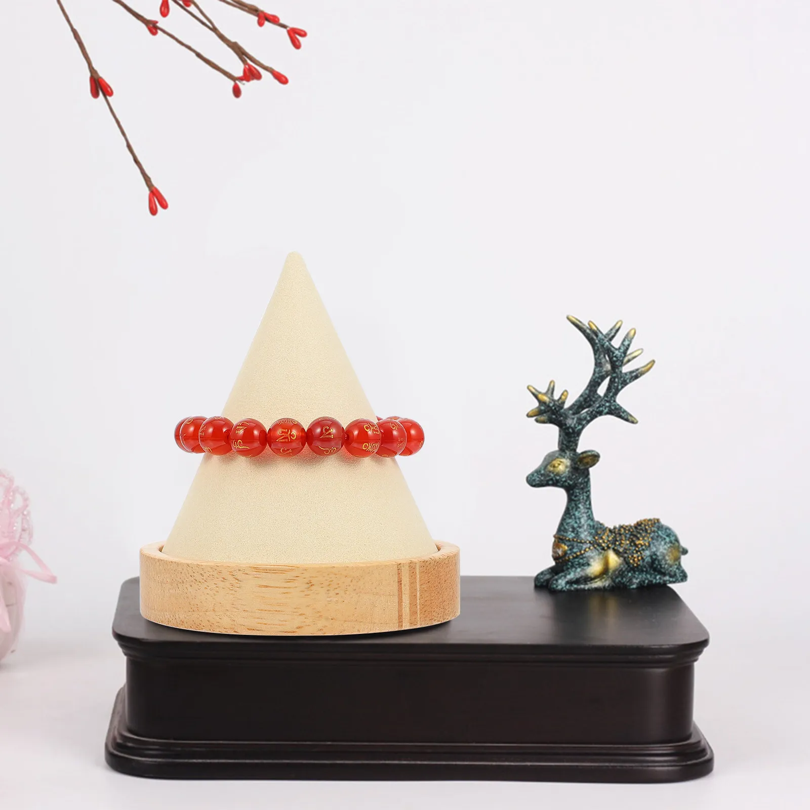 

Conical Solid Wood Bracelet Display Stand Elegant Jewelry Organizer Watch Holder Retail Store Home Use Jewelry Display Cone