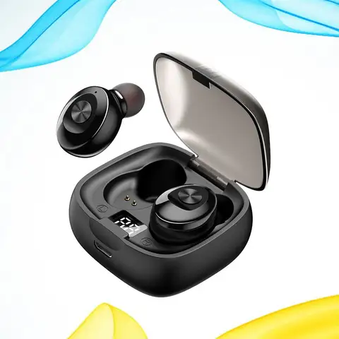 1 Pair Xg8 Earphones .0 Wireless Earbuds Lightweight Charging Case Outdoor Sport Stereo Sound Digital Display Black