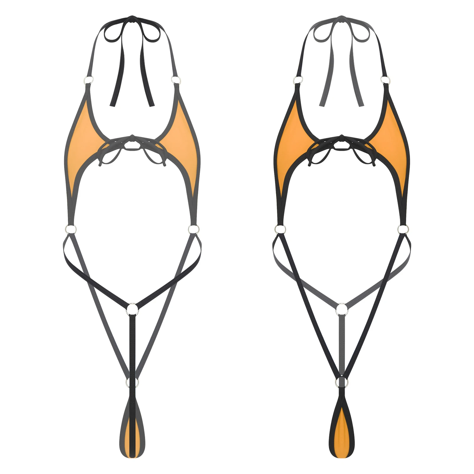 Bodysuit Bikini Seksi Mikro Wanita Halter Punggung Terbuka T-back Pakaian Renang Satu Potong Pakaian Mandi Leotard Berongga Lingerie Perawakan Pertunjukan