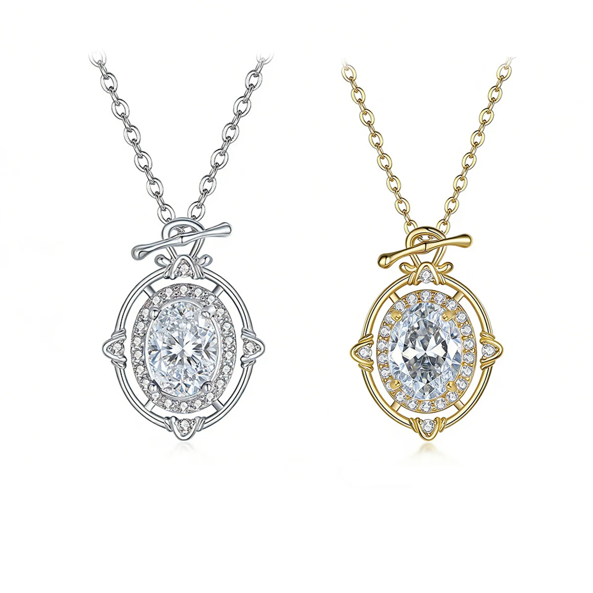 S925 Silver Plated 18K Gold Egg-shaped Moissanite Diamond Romantic Planet Necklace Main Stone 8*6mm/1.5ct For Women Gift