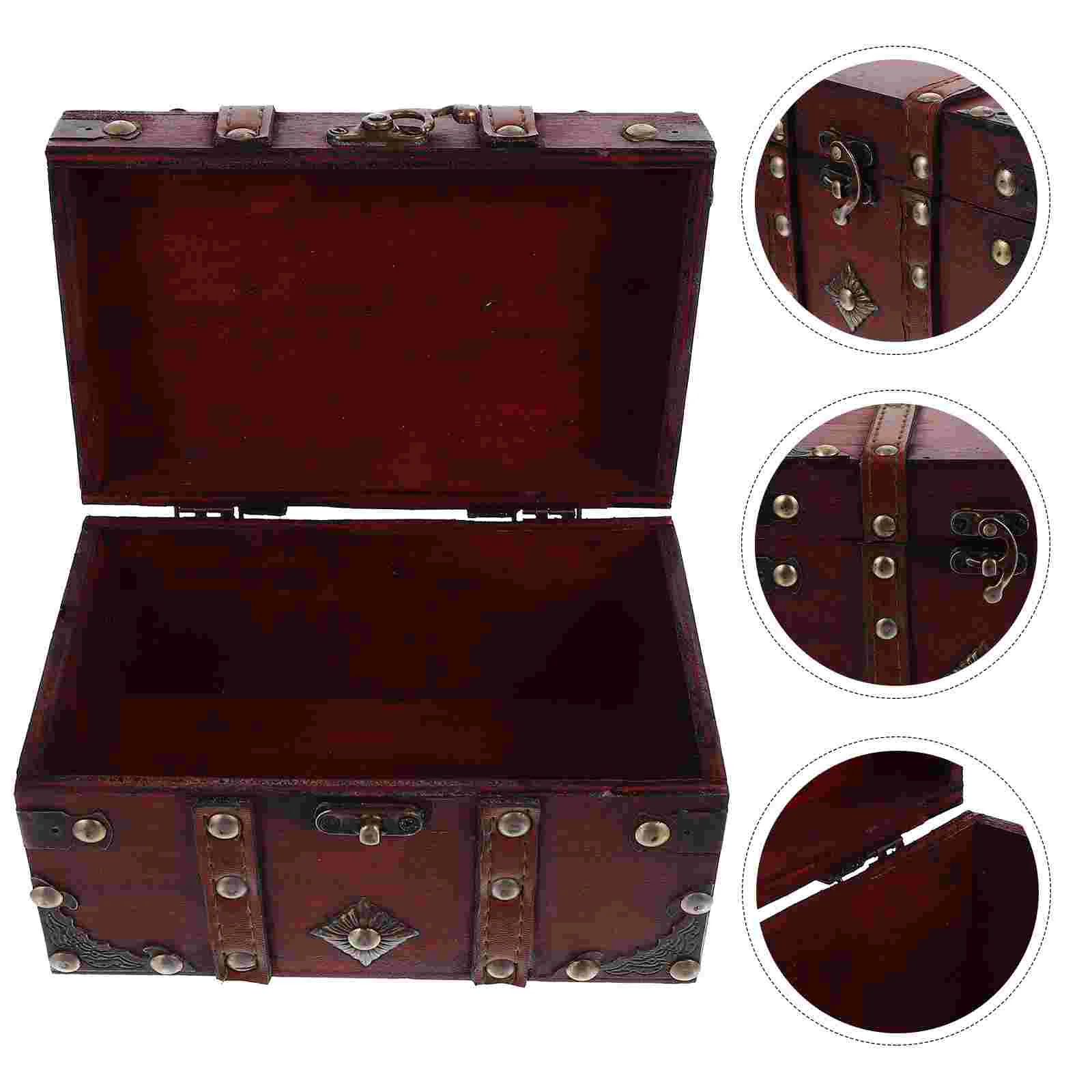 Lockers Wooden Retro Treasure Chest Storage Cases for Jewelry Bracelets Boxes Organizer Red Decorative Girl