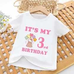 Sanrio Hello Kitty Print Kids T shirt It's My 1 2 3 4 5 6 7 8 9 Years Birthday Kawaii Baby Girls Clothes Children Boys T-Shirts