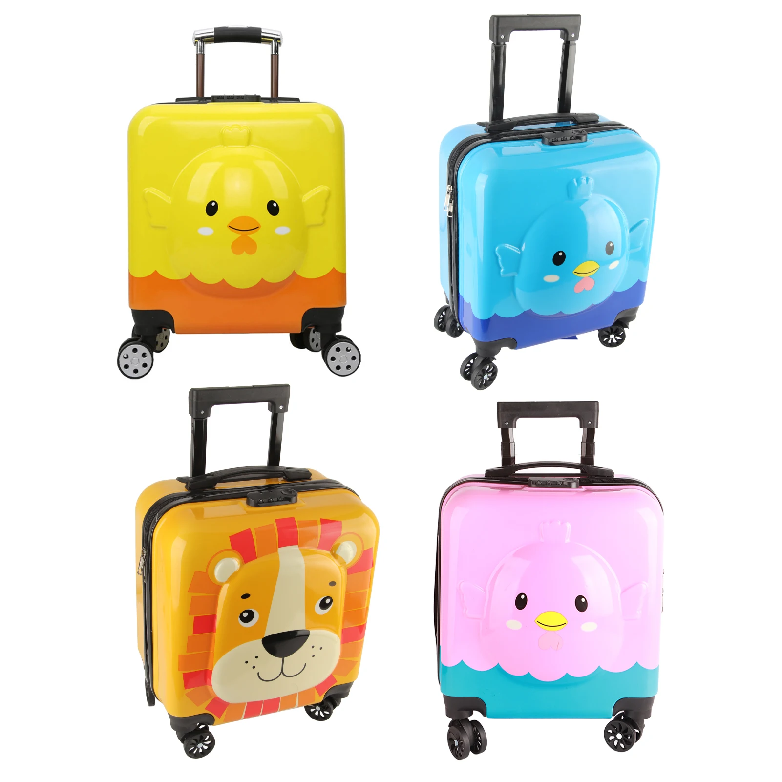 

Kids Luggage 360 Degree Rotation Unisex Trolley Case Toddler Suitcase with Compartment Bag for Travel