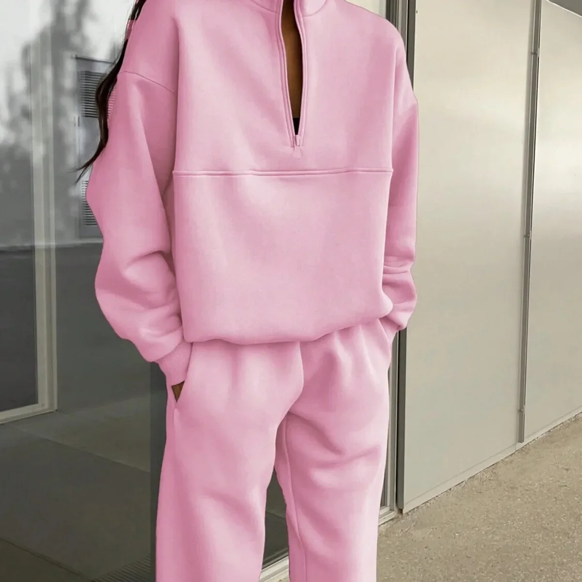 Casual Long Sleeve Sweatshirts and Trousers Fleece Two Piece Sets Lady Suit 2023 Women's Tracksuit Autumn Warm Hoodie