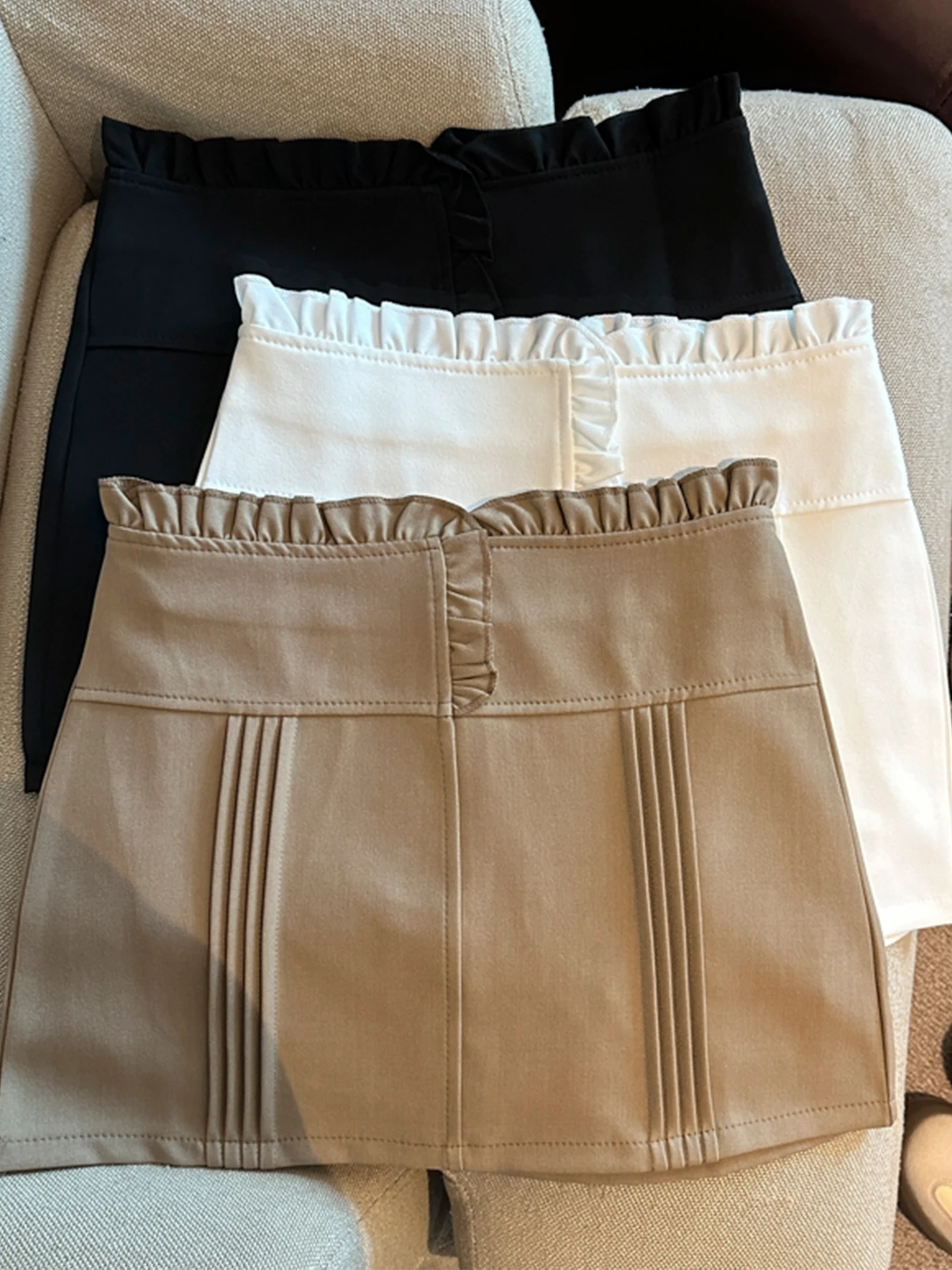 

Emily Clud Recommended Wood ain Ruffle Hem A-Line Skirt Pants Women's Spring Summer Anti-Light Wrap High Waist Zipper