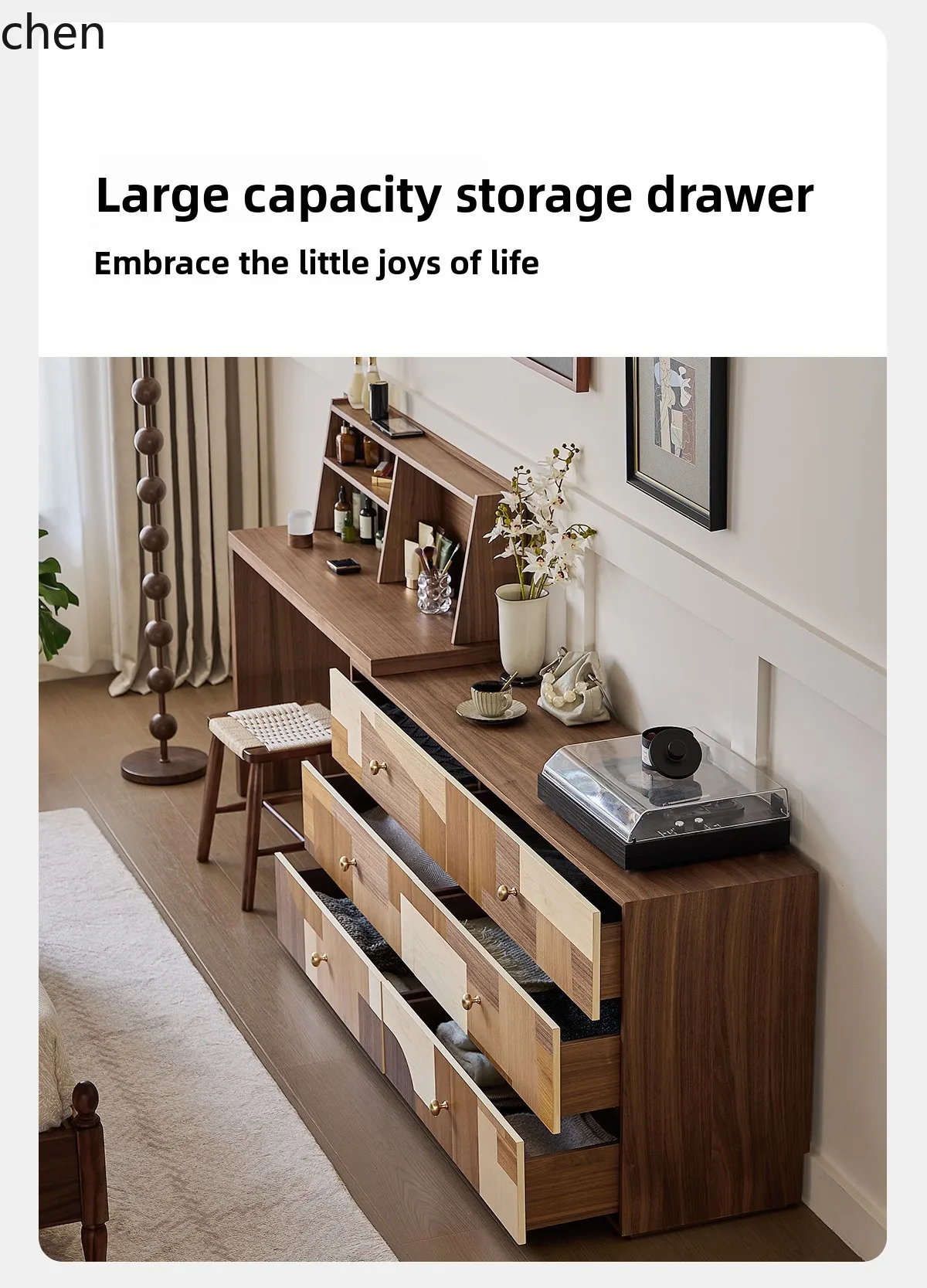Solid Wood Dressing Table Master Bedroom Makeup Table Chest of Drawers Integrated Small Apartment Simple Storage Rack Corner