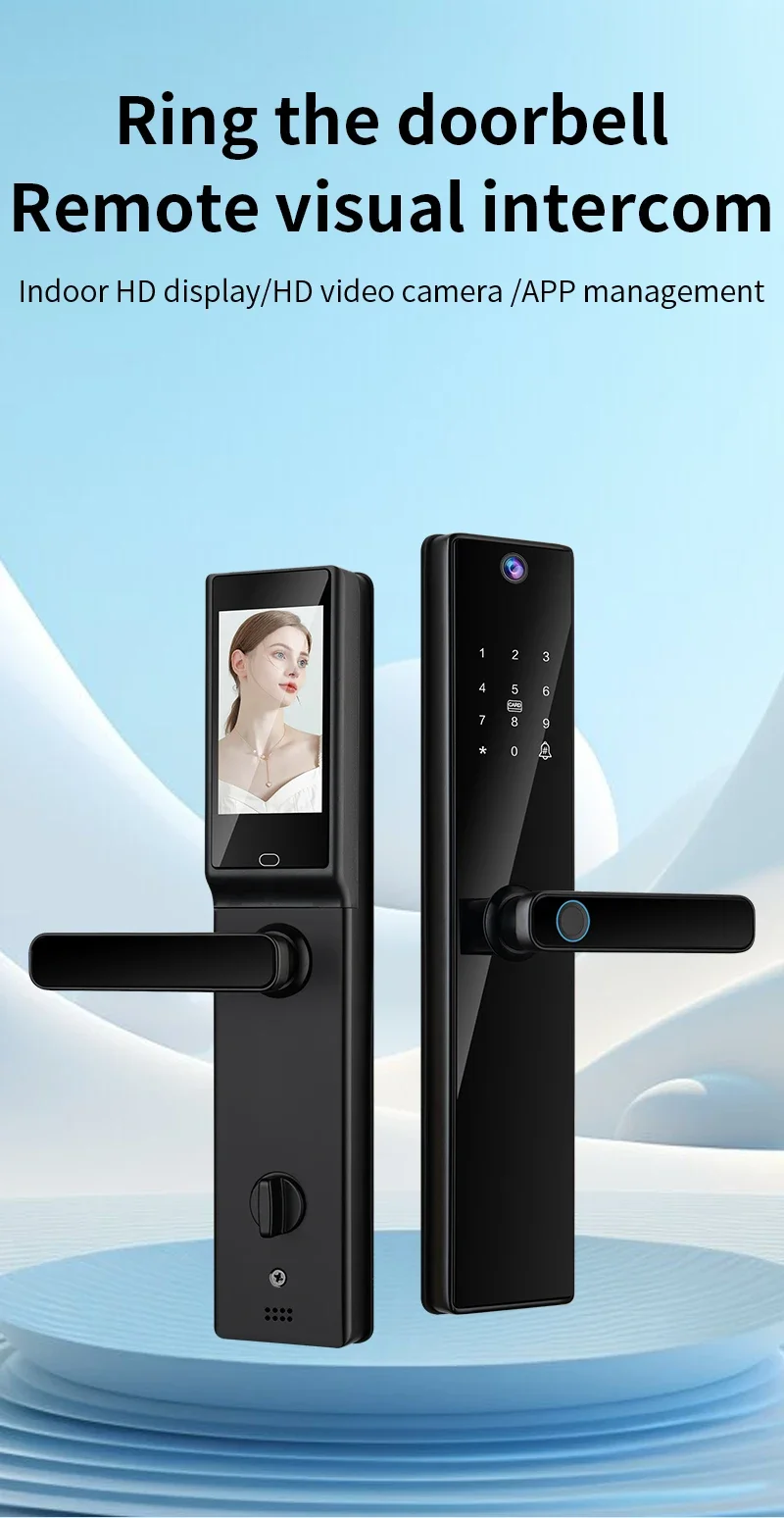 Multi-languages S819-2 Mobile Phone App Tuya Wiif Locks with Video Intercom Card Code Camera Smart Door Lock With Visible Screen