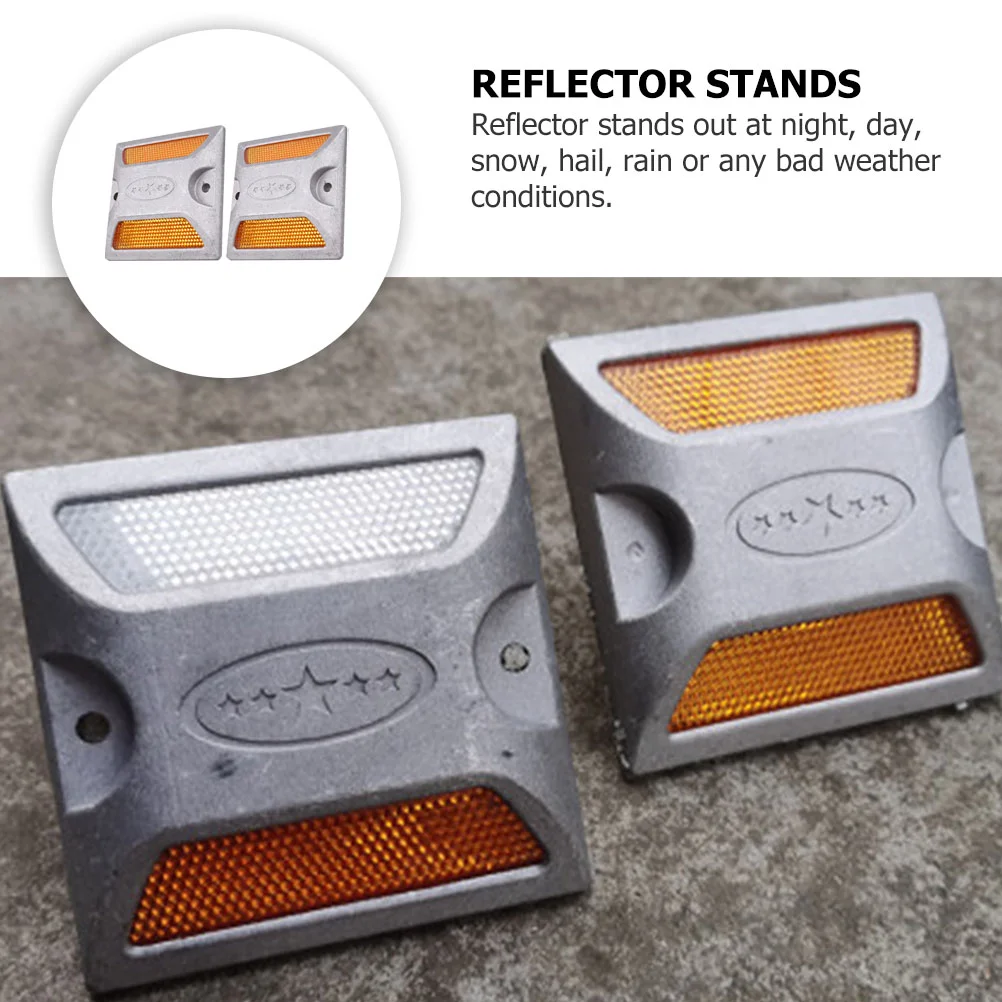 2 Pcs Reflective Casting Flashing Security Accessories Road Reflectors Aluminum Alloy Driveway Marker Roadside Markers