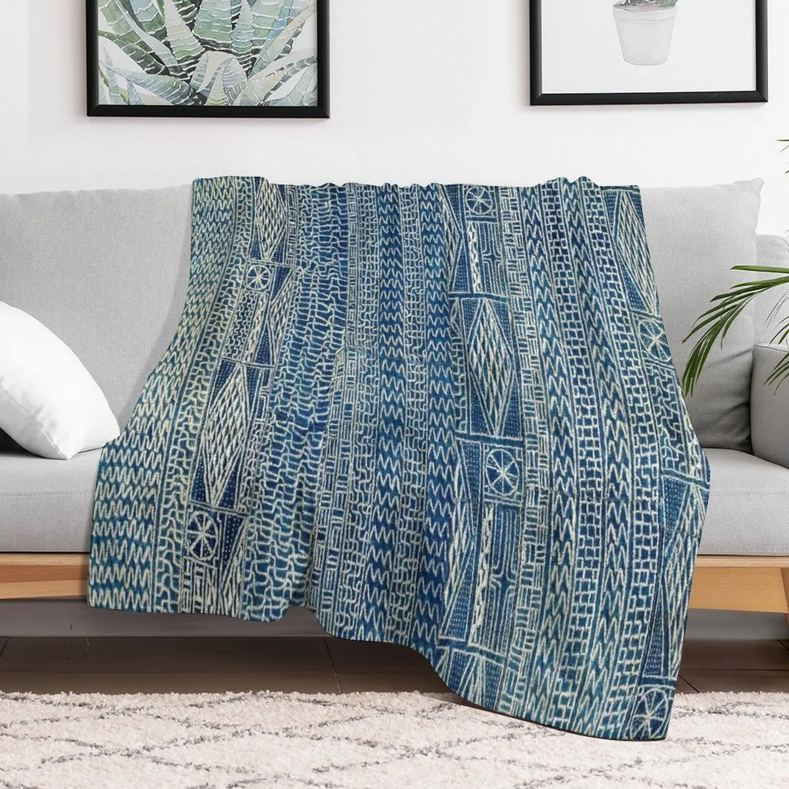 

Ndop Cameroon West African Textile Print Throw Blanket decorative Bed Blankets