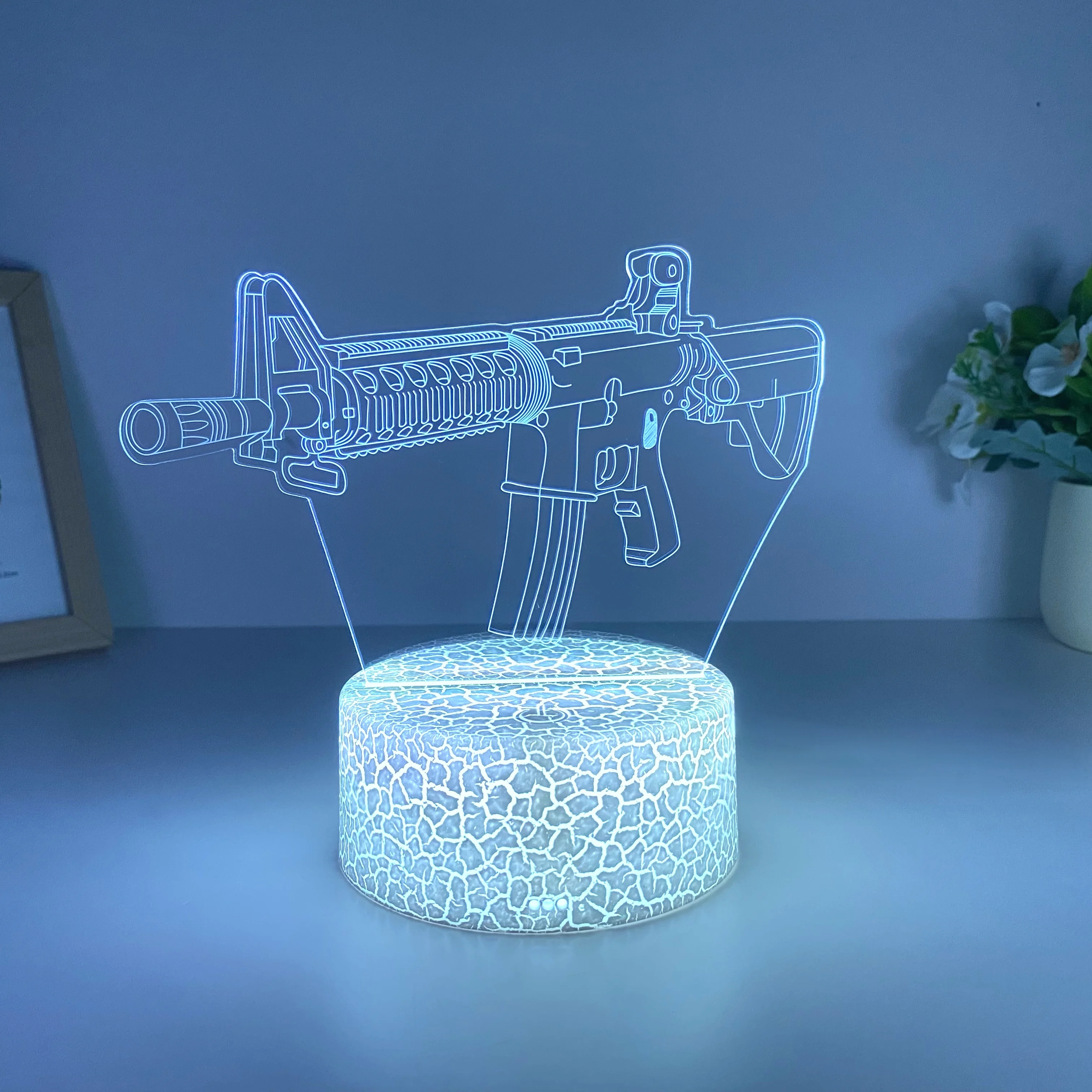 1pc submachine gun modeling night light, USB atmosphere table light, holiday gift table light for friends.