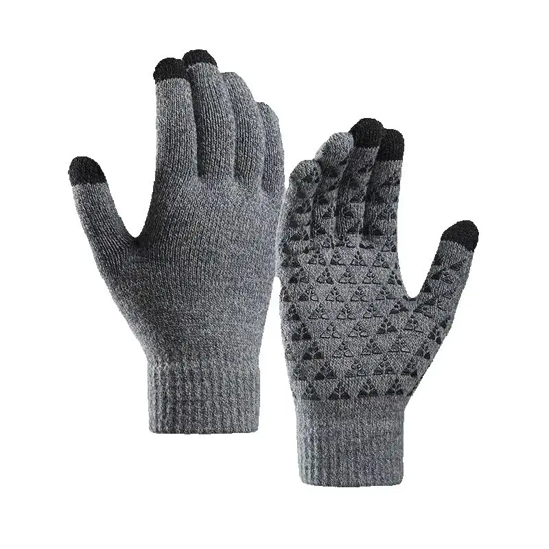 Winter Touchscreen Gloves for Men, Thermal Knitted Gloves with Non-Slip Grip for Cycling & Phone Use