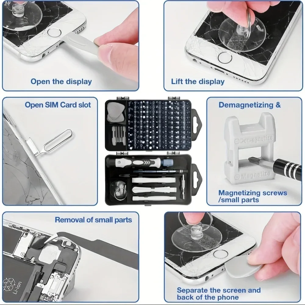 115-in-1 Magnetischer Präzisions-Schraubendreher-Satz Tragbares Elektronik-Reparaturwerkzeug Multi-Bit-Organizer für Digitale Geräte-Demontage – Detail 7