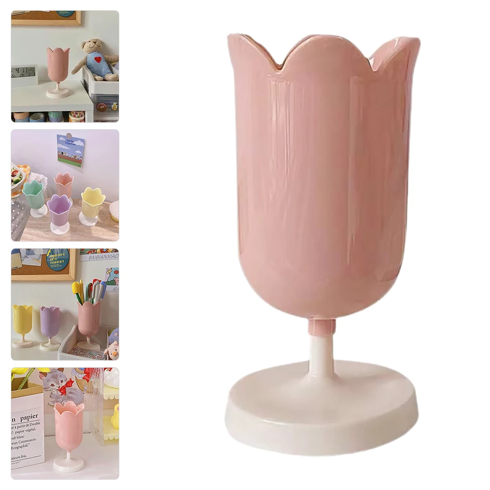 

Tulip Pen Holder Pencil for Desk Decorate Holders Plastic Cute Stand Desktop Child