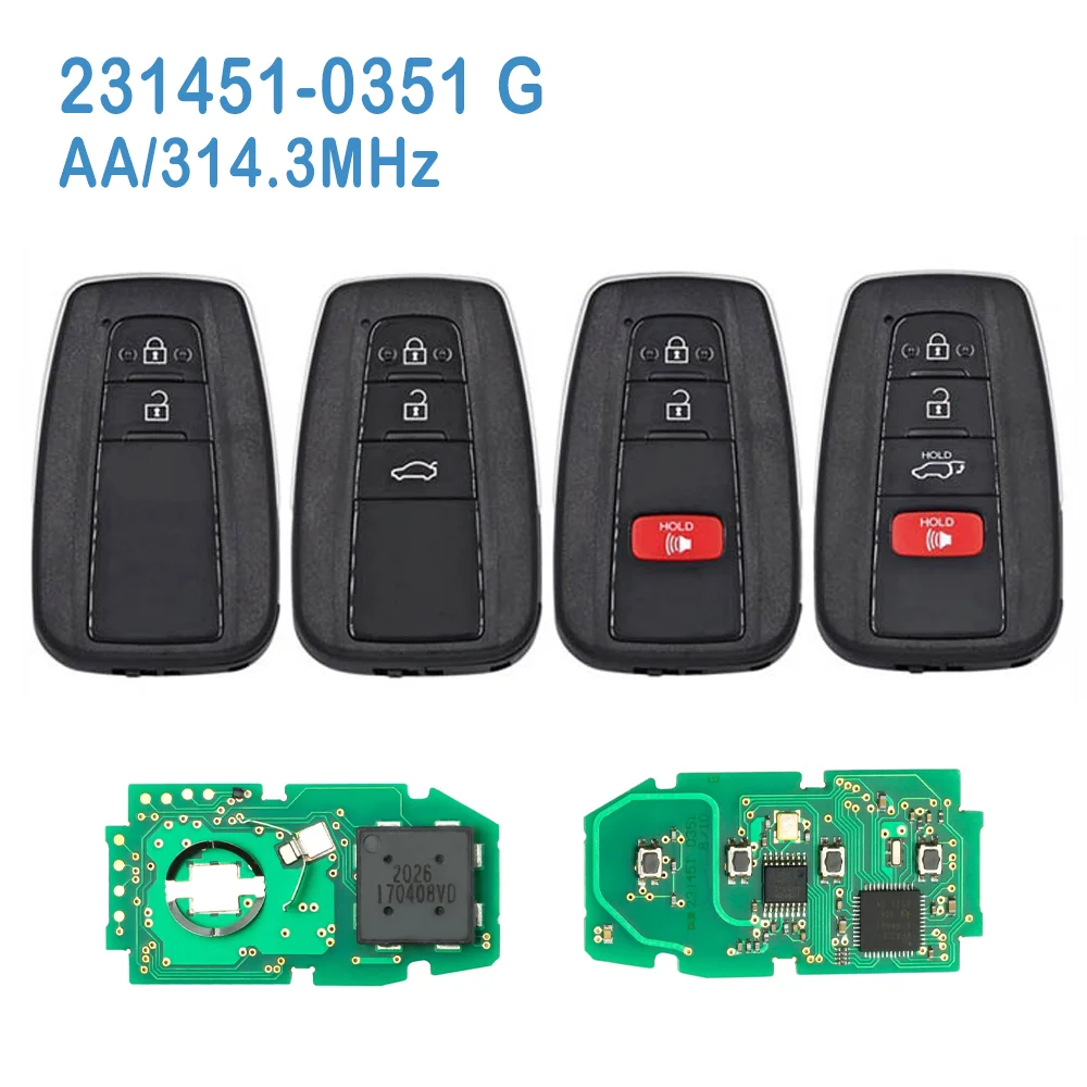 

231451-0351 G Auto Smart Remote HYQ14FBC 2/3/4 Buttons ASK 314.3MHz Keyless Go Car Key AA Chip For Toyota RAV4 2018-2021