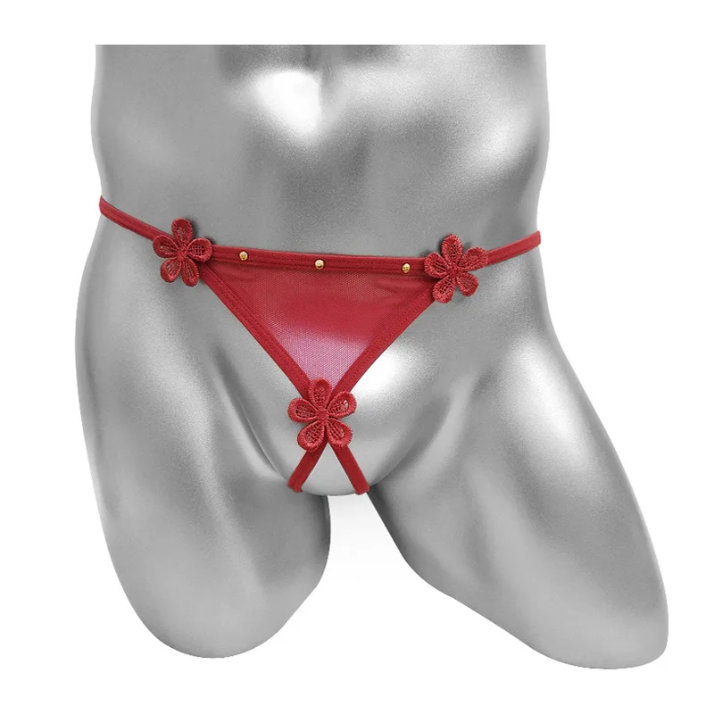 

Милые мужские стринги с вырезами, нижнее белье, нижнее белье Sissy, трусики, сетчатые трусики с вышивкой и цветочным принтом, прозрачные стринги с Т-образной спинкой, Unkderpants