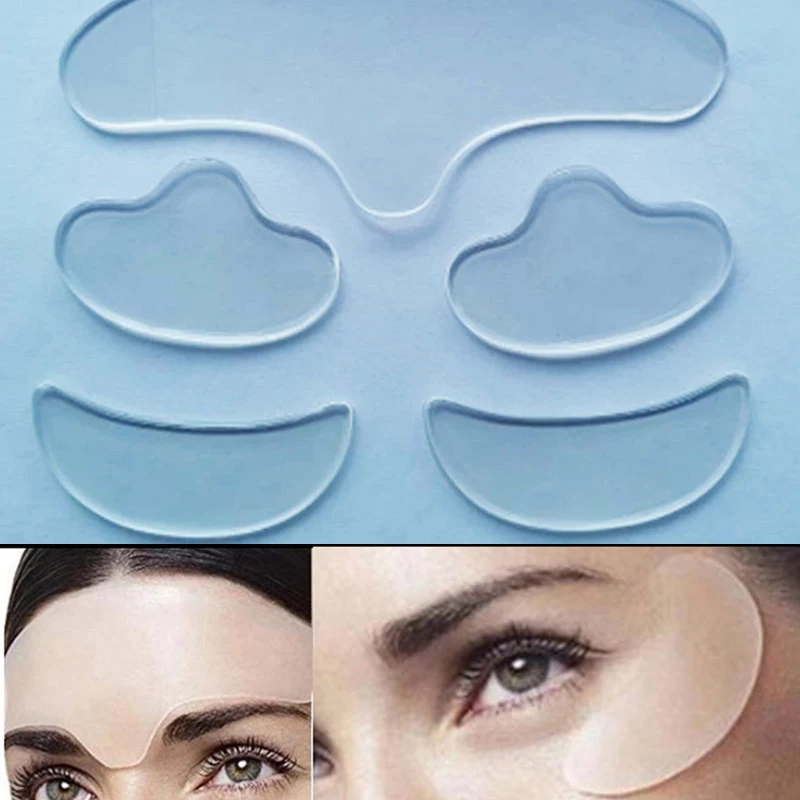 Patch autocollant réutilisable en silicone pour le visage, le front, le cou et les yeux, outil de lifting de la peau, 5 pièces