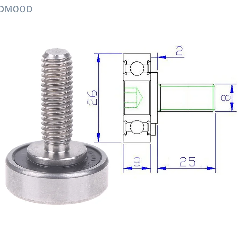 M8 Thread JS600026-8C2L25M8 OD 26mm Screw Roller Bearings,1/2Pcs Stainelss Steel Door Window Bearings - view 6