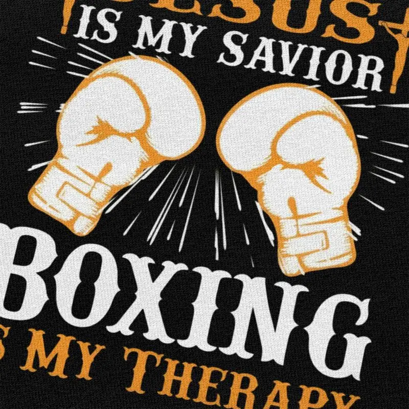 Jesus ist mein Erlöser Boxen ist meine Therapie T-Shirt Männer Kurzarm Boxer Zitate T-Shirts Grafik T-Shirts Lose übergroße Kleidung