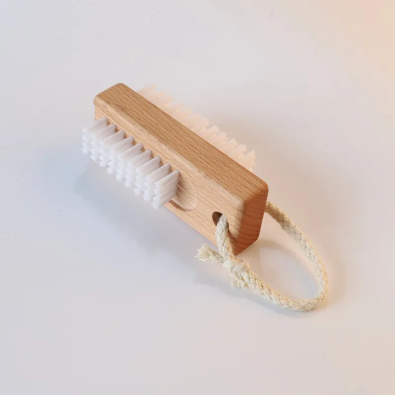 1Pc Double Sides Nail Cleaning Brush Wood Handle Nail Art Scrubbing Brush Portable Remove Dust Tool