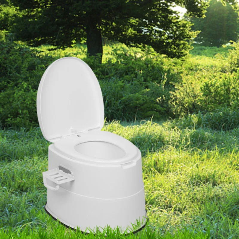 Белый уличный унитаз из полипропилена 50*40*42 см с противоскользящим ковриком и нескользящей вставкой, экологически чистый, устойчивый к запахам, герметичный, прочный