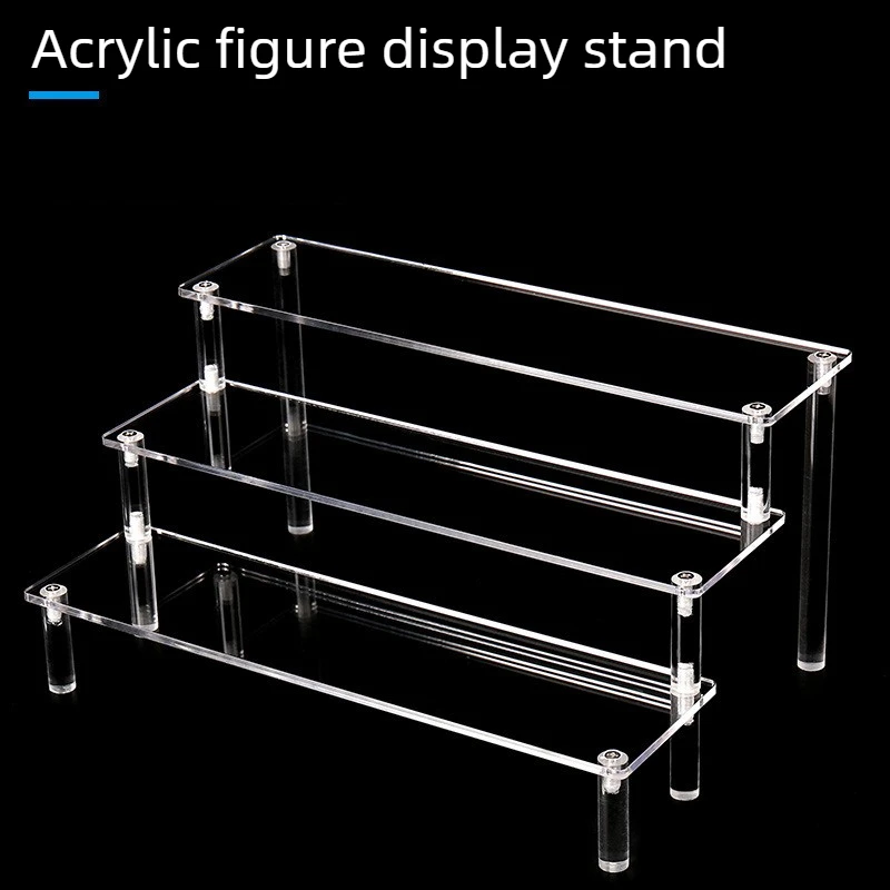 1-4 Tier Acrylic Display Stand Durable Display Rack for Cupcake Perfume Doll Blind Box Transparent Trapezoidal Storage Shelf