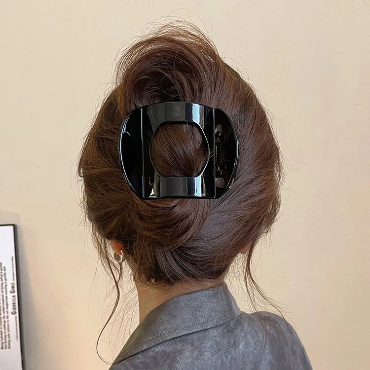 Neue flache Haarspangen: Koreanische Haaraccessoires aus Acetat für Damen – Löffel-Krabben-Haarspange, Leoparden-Haarspange, schlichte Kopfbedeckung – Detail 7