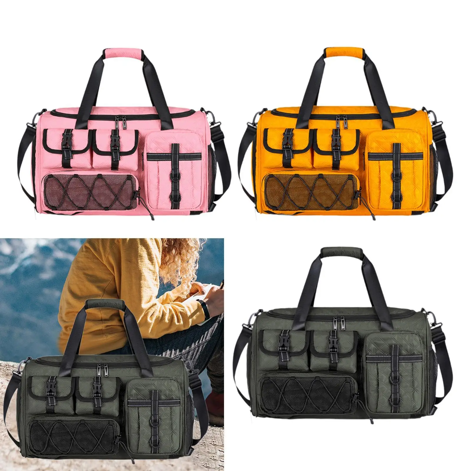 กระเป๋าเดินทางแบบดัฟเฟิล กระเป๋ากีฬา กระเป๋าออกกำลังกาย สำหรับผู้ชายและผู้หญิง ใส่เสื้อผ้า กระเป๋าเป้สะพายหลังแบบสปอร์ต