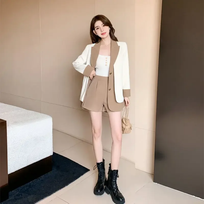 2023 spring and autumn new white high-end design sense small fragrance suit jacket female niche traf fake two-piece suit