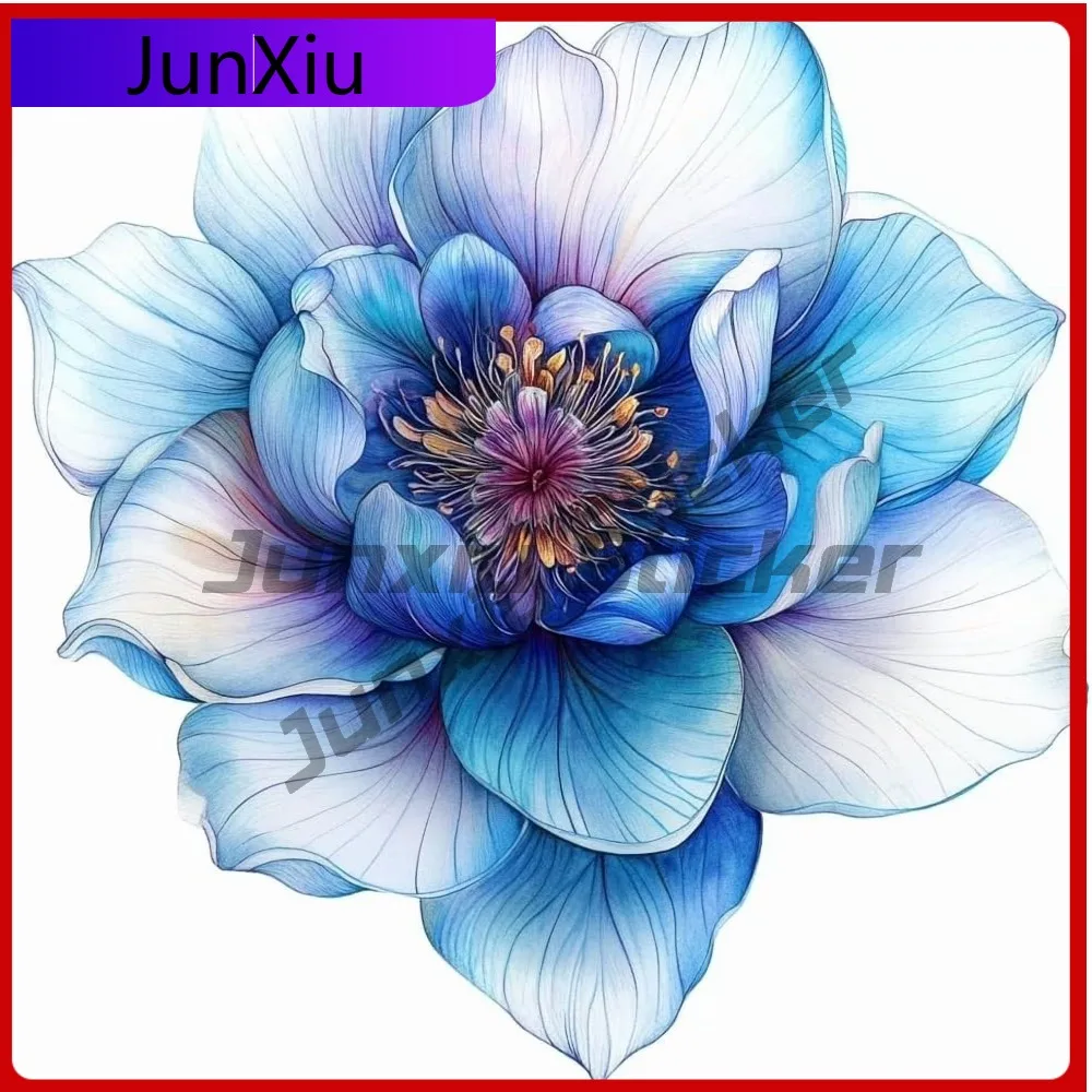 

Holographic blue flower stickers, Vintage Car Laptop Window Bumper Waterproof Vinyl Decal Sticker Cute Vintage Unique