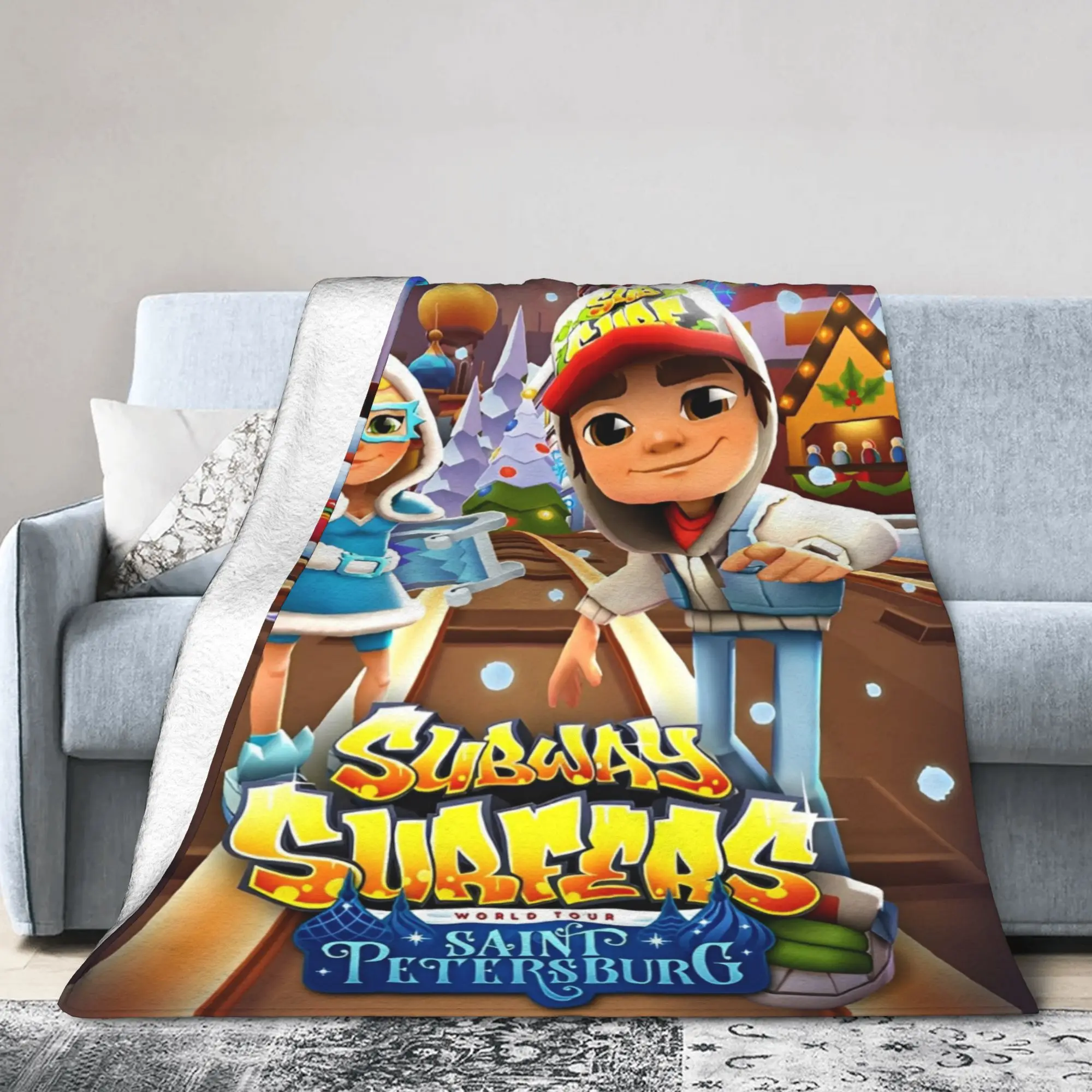 Y2K Subway Surfers Video Game Blankets Ultra-Soft Flannel  Relax Throw Blankets Machine Washable